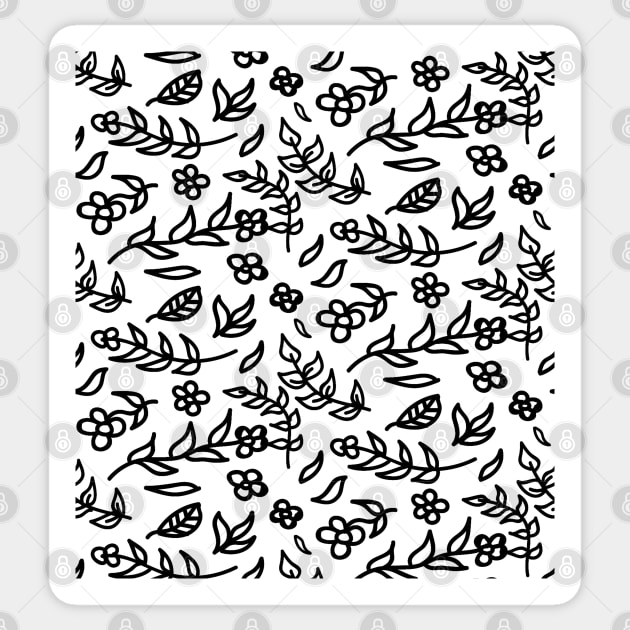 black and white floral print Sticker by Spinkly